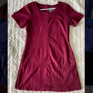 Paper Crane Burgandy Suede Dress